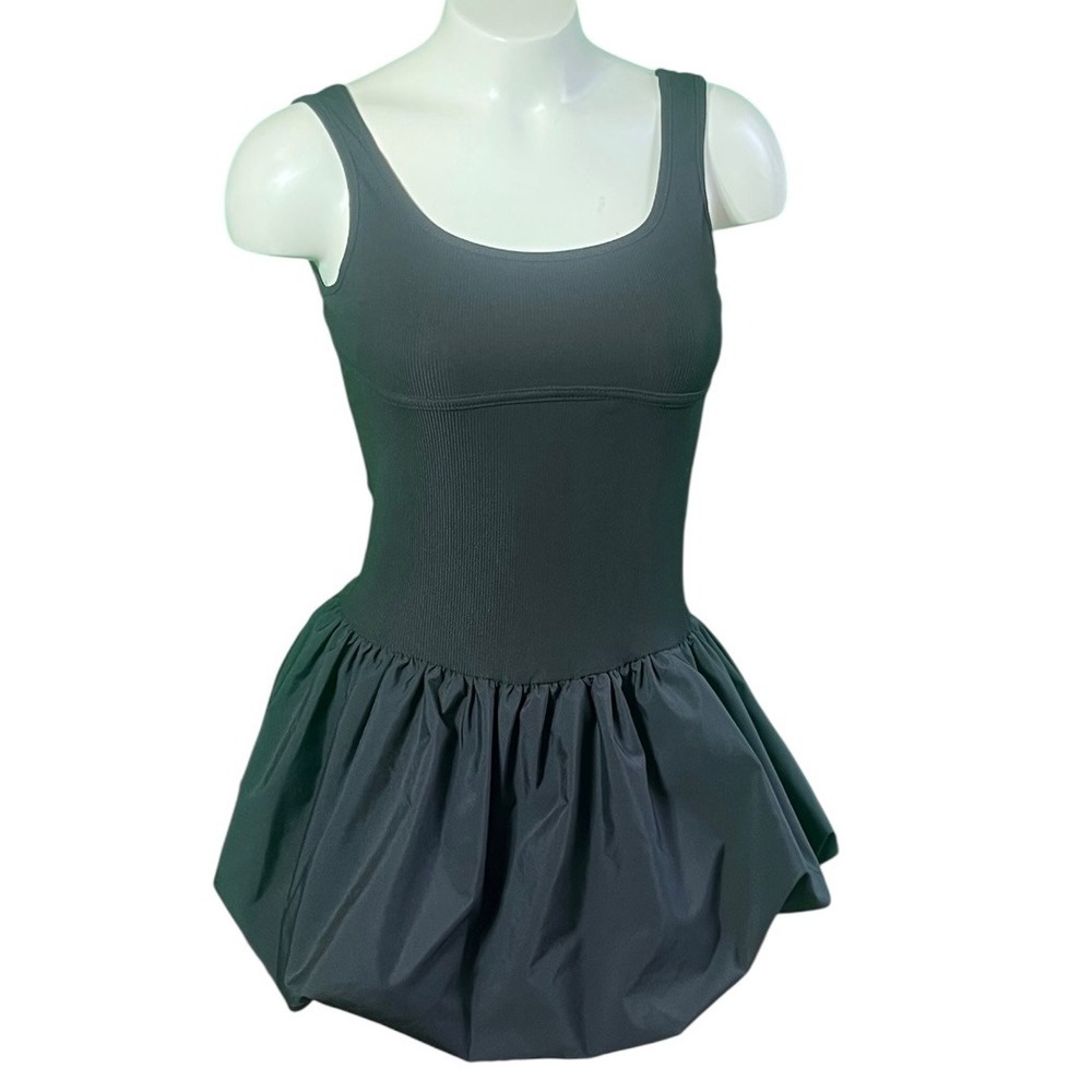 Discreet New York City Black‎ Ribbed Bubble Hem Mini Dress DS6183 Tennis S NEW